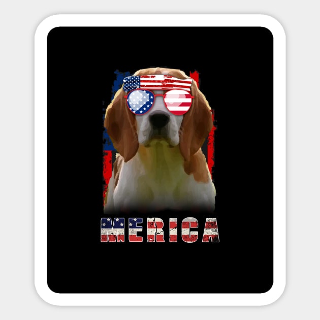 Beagle 4th of Julys Merica Sunglasses Sticker by vicentadarrick16372